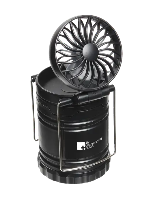 Black Retro Lantern with Fan w/My Urgent Care Logo