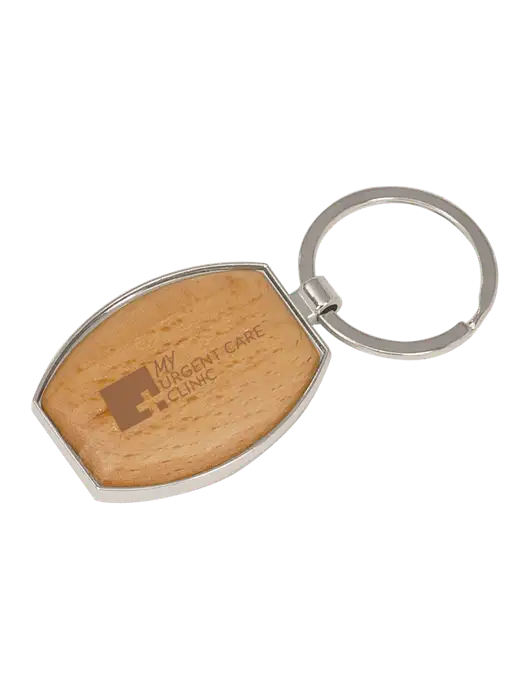Wood & Silver Oval Keychain w/My Urgent Care Logo