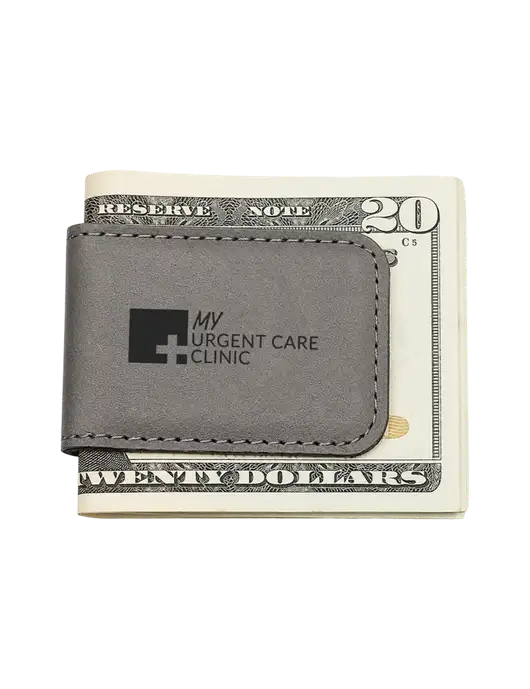 Gray Leatherette Money Clip w/My Urgent Care Logo