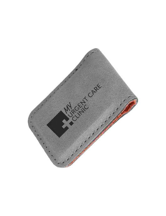 Gray Leatherette Money Clip w/My Urgent Care Logo