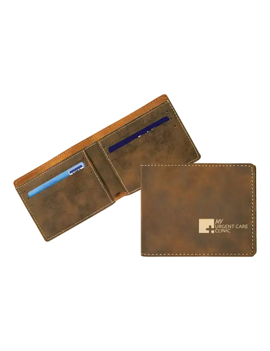 Rustic Leatherette Bifold Wallet w/My Urgent Care Logo