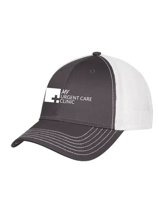 Dark Grey/White Mesh Trucker Cap Snap Back w/My Urgent Care Logo