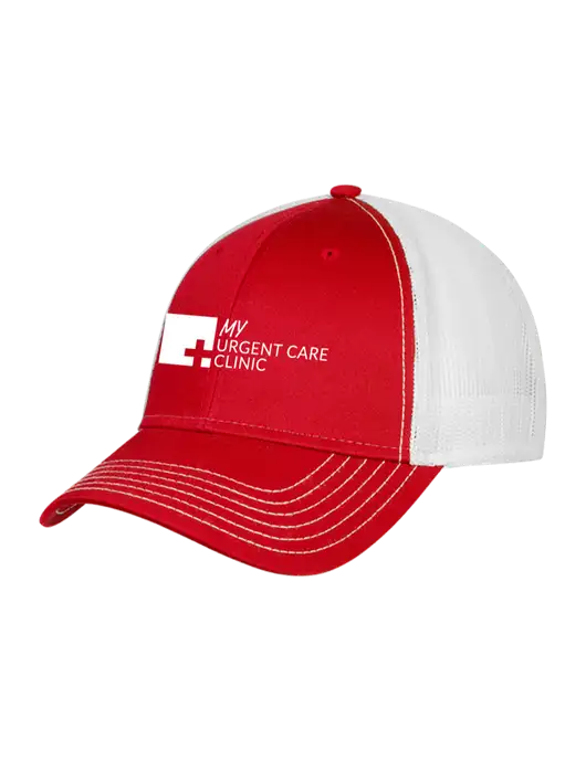 Red/White Mesh Trucker Cap Snap Back w/My Urgent Care Logo