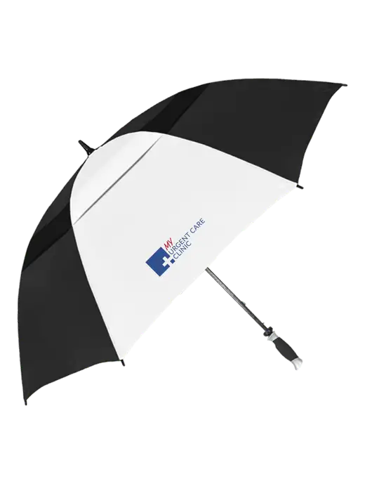 Black/White Vented Typhoon Tamer Golf Umbrella w/My Urgent Care Logo