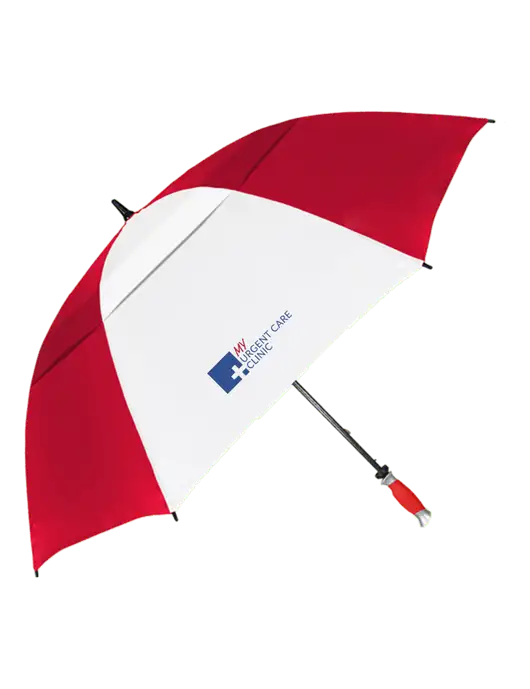 Red/White Vented Typhoon Tamer Golf Umbrella w/My Urgent Care Logo