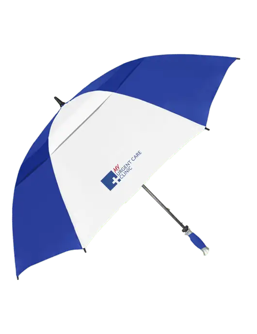 Royal/White Vented Typhoon Tamer Golf Umbrella w/My Urgent Care Logo