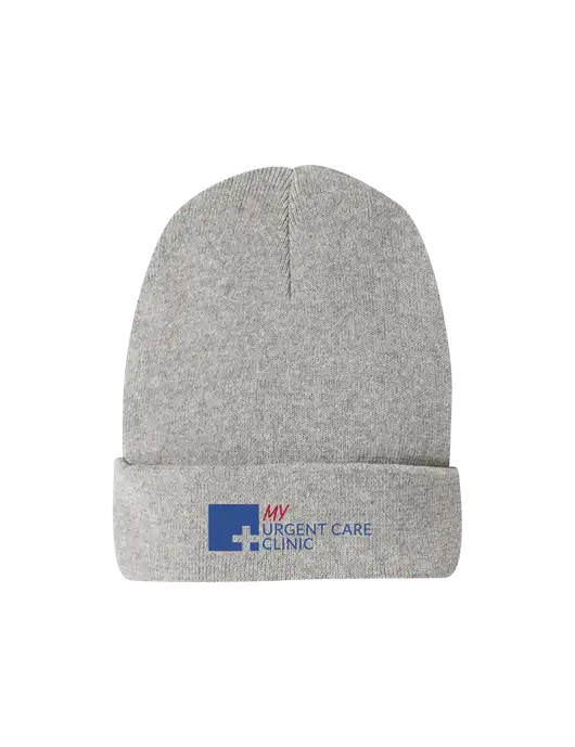 Recycled Light Heather Grey Beanie w/My Urgent Care Logo