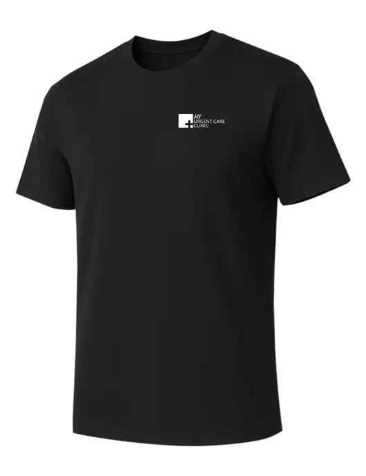 Allmade Deep Black Organic Cotton Tee w/My Urgent Care Logo