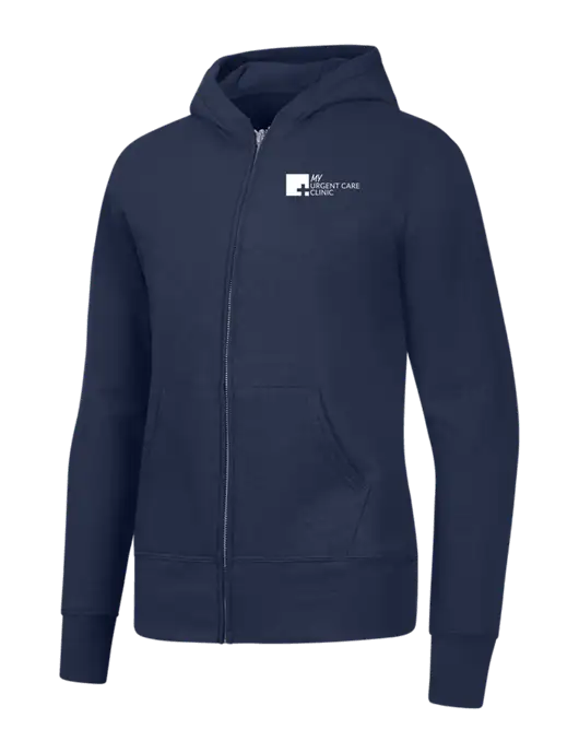 Navy Womens Core Fleece Full-Zip Hooded Sweatshirt w/My Urgent Care Logo