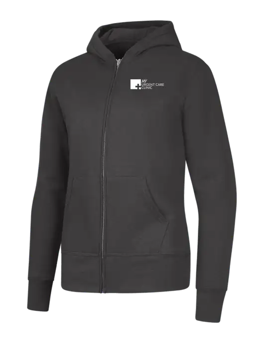 Charcoal Womens Core Fleece Full-Zip Hooded Sweatshirt w/My Urgent Care Logo