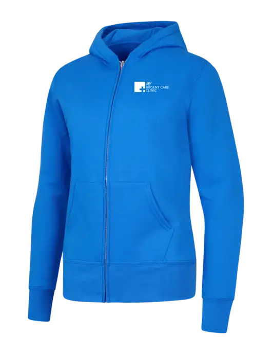 Royal Womens Core Fleece Full-Zip Hooded Sweatshirt w/My Urgent Care Logo