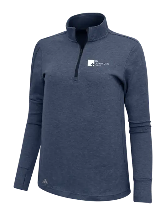 Adidas Navy Melange Womens 3 Stripes Quarter Zip Sweater w/My Urgent Care Logo