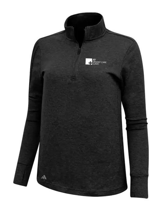 Adidas Black Melange Womens 3 Stripes Quarter Zip Sweater w/My Urgent Care Logo