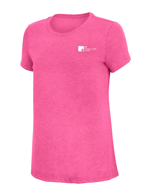 Womens Simply Soft Fuchsia Frost 4.5oz Poly/Combed Ring Spun Cotton T-Shirt w/My Urgent Care Logo