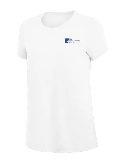 Womens Simply Soft White 4.5oz Poly/Combed Ring Spun Cotton T-Shirt
 w/My Urgent Care Logo