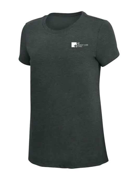 Womens Simply Soft Black Frost 4.5oz Poly/Combed Ring Spun Cotton T-Shirt w/My Urgent Care Logo
