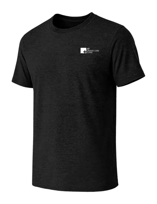 BELLA+CANVAS Black Heather CVC Short Sleeve Tee w/My Urgent Care Logo