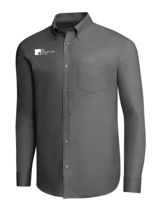 Brooks Brothers Dark Grey Wrinkle-Free Stretch Pinpoint Shirt w/My Urgent Care Logo