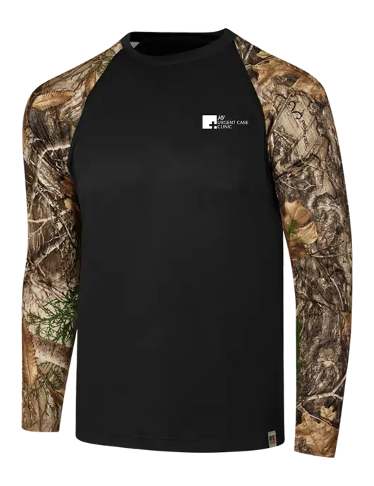 Russell Outdoors Black/Realtree Edge Camo Colorblock Performance Long Sleeve T-Shirt w/My Urgent Care Logo