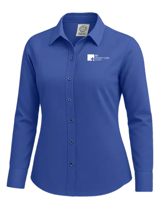 Brooks Brothers Womens Royal Blue Wrinkle-Free Stretch Nailhead Shirt w/My Urgent Care Logo
