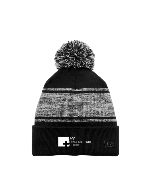 New Era Black/Charcoal Knit Chilled Pom Beanie w/My Urgent Care Logo