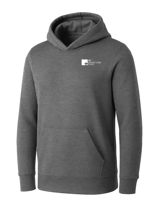 Womens Medium Grey Heather Core Fleece Pullover Hooded Sweatshirt w/My Urgent Care Logo