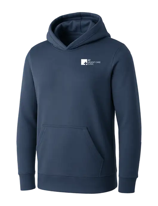 Womens Navy Core Fleece Pullover Hooded Sweatshirt w/My Urgent Care Logo