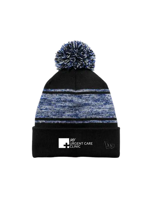 New Era Black/Royal Knit Chilled Pom Beanie w/My Urgent Care Logo