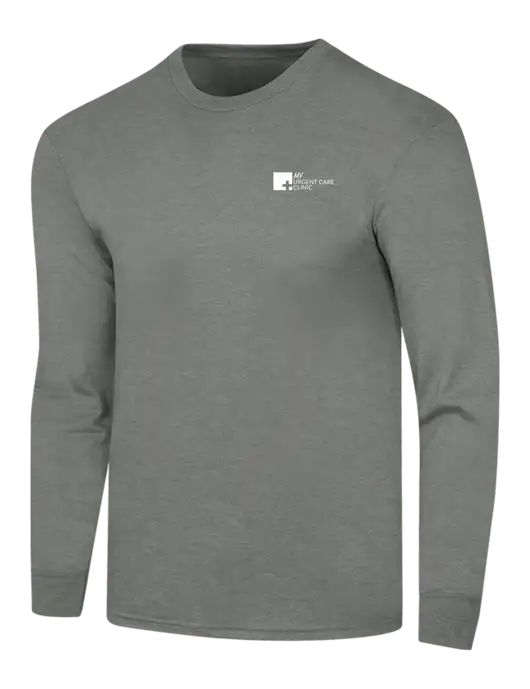 Simply Soft Long Sleeve Heathered Charcoal 4.5 oz, Poly/Combed Ring Spun Cotton T-Shirt w/My Urgent Care Logo