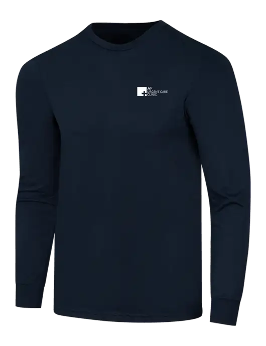 Simply Soft Long Sleeve Navy 4.5 oz, Poly/Combed Ring Spun Cotton T-Shirt w/My Urgent Care Logo