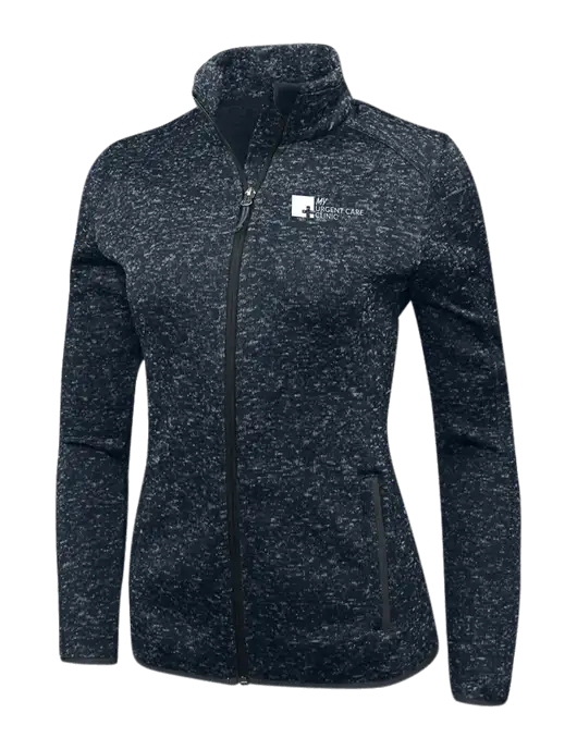 Navy Heather Womens Sweater Fleece Jacket w/My Urgent Care Logo
