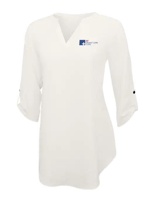 Ivory Womens 3/4 Sleeve Tunic Blouse w/My Urgent Care Logo