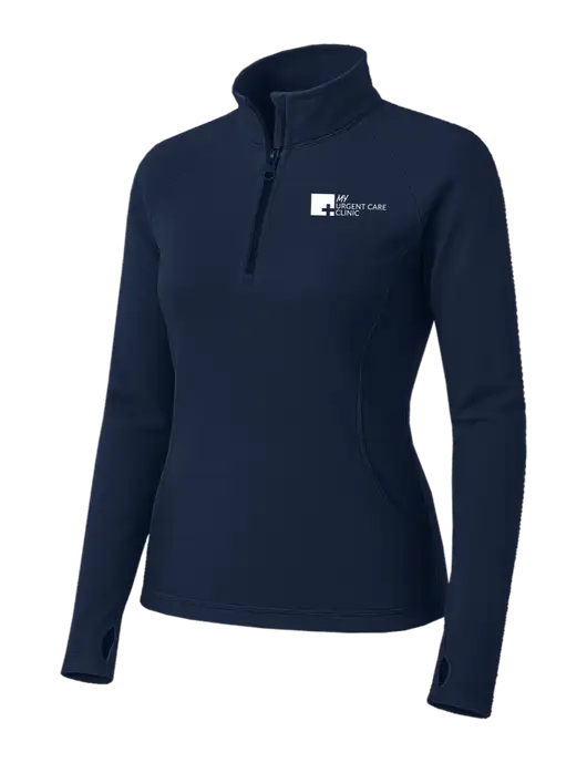 Navy Womens Sport Wick Stretch 1/4 Zip Pullover w/My Urgent Care Logo