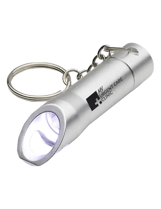 Silver Pocket LED Flashlight with Bottle Opener & Keychain w/My Urgent Care Logo