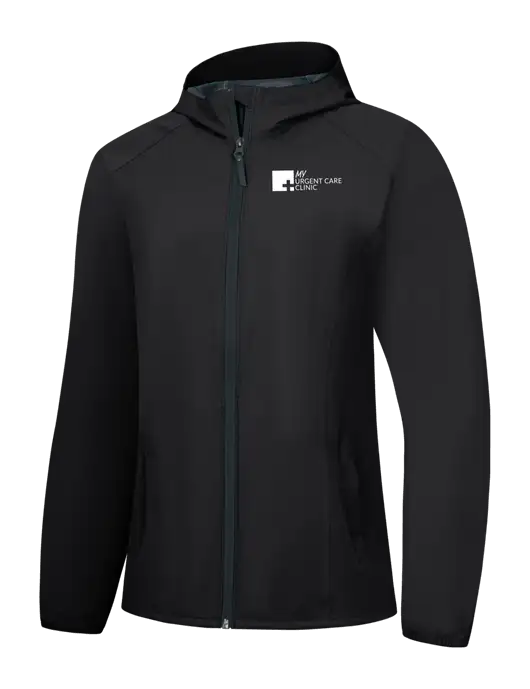 Womens Black Essential Rain Jacket w/My Urgent Care Logo