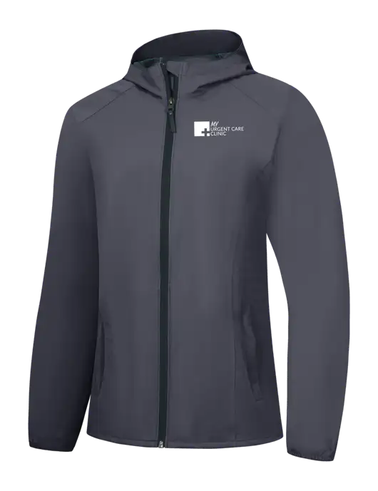 Womens Dark Grey Essential Rain Jacket w/My Urgent Care Logo