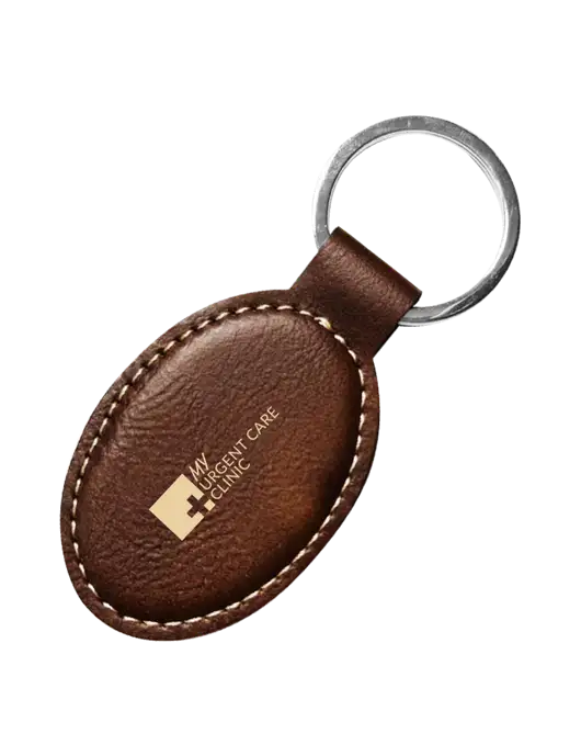Rustic Leatherette Oval Keychain w/My Urgent Care Logo
