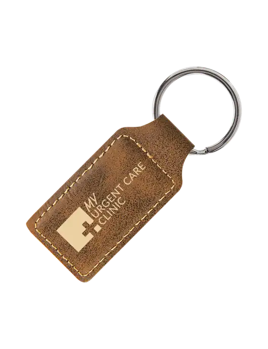 Rustic Laserable Leatherette Rectangle Keychain w/My Urgent Care Logo