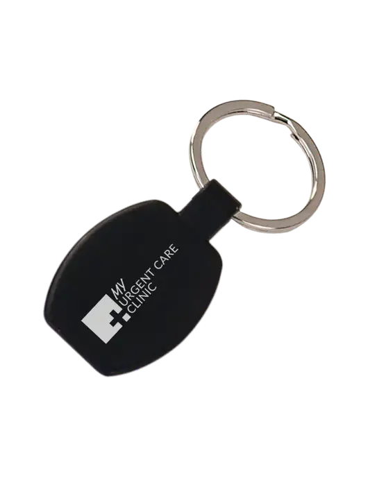 Black Laserable Rounded Rectangle Keychain w/My Urgent Care Logo