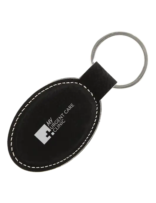 Black Leatherette Oval Keychain w/My Urgent Care Logo