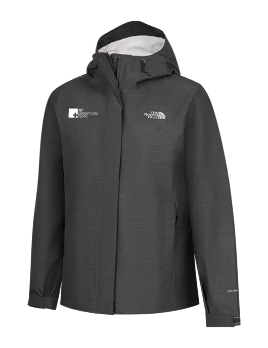 The North Face Womens Dark Grey Heather DryVent Rain Jacket w/My Urgent Care Logo