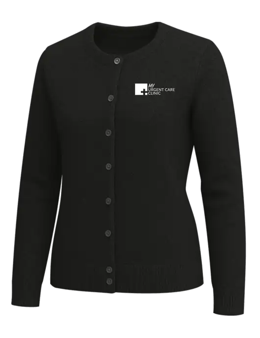 Brooks Brothers Womens Black Washable Merino Cardigan Sweater w/My Urgent Care Logo