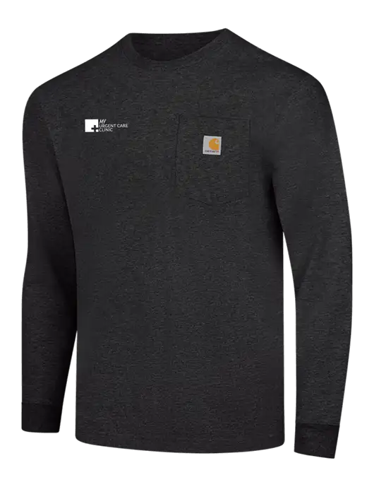 Carhartt Dark Grey Heather Workwear Pocket Long Sleeve T-Shirt w/My Urgent Care Logo
