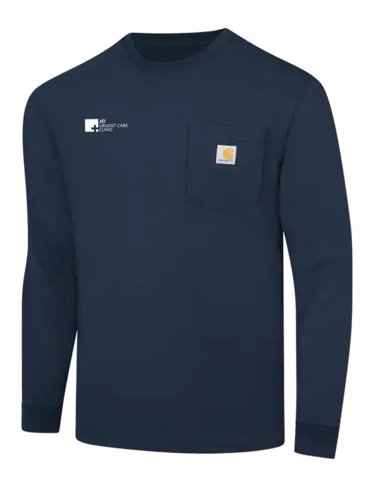 Carhartt Navy Workwear Pocket Long Sleeve T-Shirt w/My Urgent Care Logo