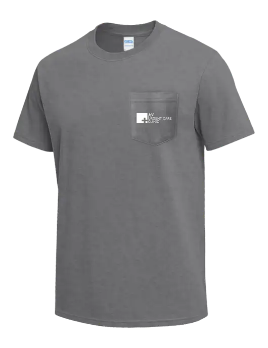Medium Grey Heather Heavyweight 6.1 oz Pocket T-Shirt w/My Urgent Care Logo