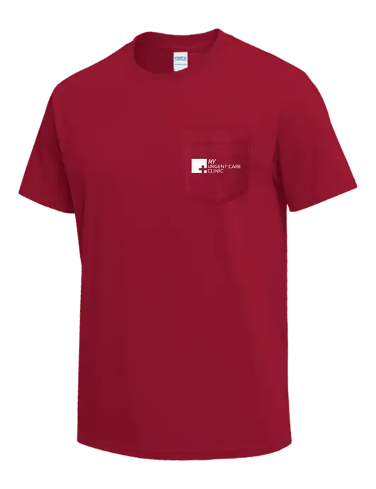 Red Heavyweight 6.1 oz Pocket T-Shirt w/My Urgent Care Logo
