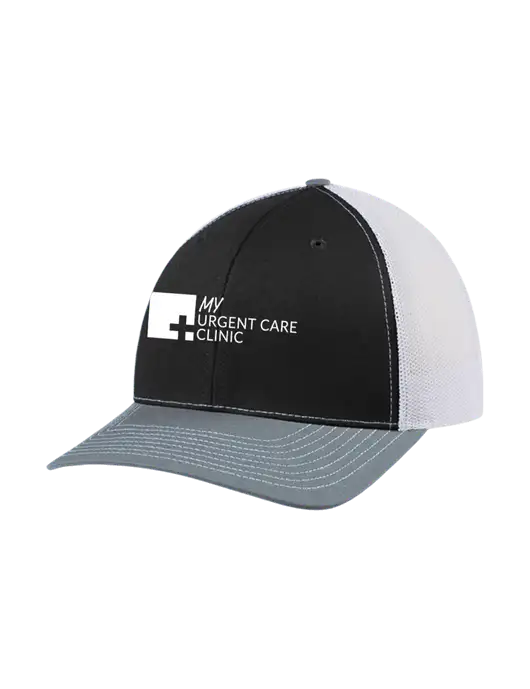 Richardson Adjustable Snapback Original 112 Trucker Cap Black/Light Heather Grey/White Mesh w/My Urgent Care Logo