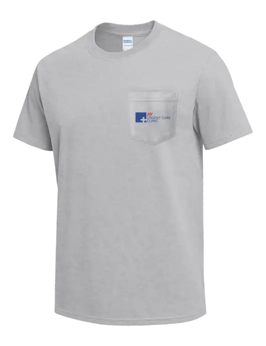 Light Grey Heather Heavyweight 6.1 oz Pocket T-Shirt w/My Urgent Care Logo