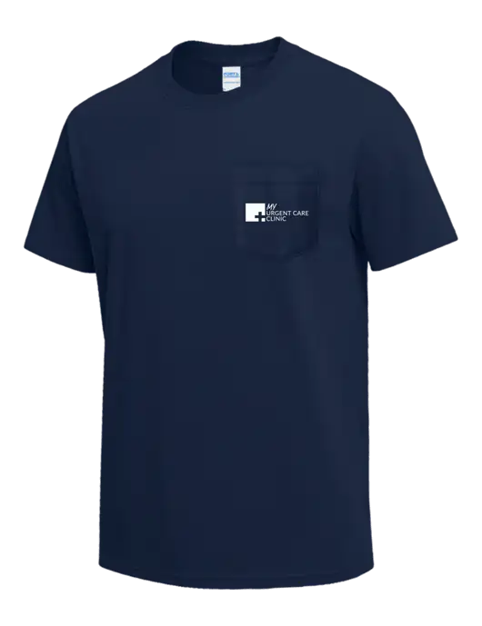 Navy Heavyweight 6.1 oz Pocket T-Shirt w/My Urgent Care Logo