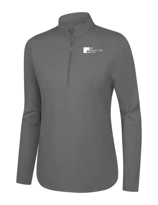  Womens Dark Medium Grey C-FREE Double Knit 1/4-Zip w/My Urgent Care Logo